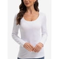 thumbnail image 1 of Women Long Sleeve Scoop Neck Slim Fitted Basic Soft T-Shirts, 1 of 6