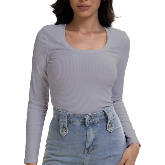 Women Long Sleeve Scoop Neck Tops Stretch Fitted Casual Tops Tee Slim Fit Fall Going Out Sexy Basic Shirts