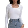thumbnail image 1 of Women Long Sleeve Scoop Neck Tops Stretch Fitted Casual Tops Tee Slim Fit Fall Going Out Sexy Basic Shirts, 1 of 6