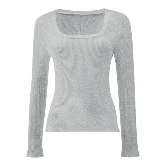 Women Long Sleeve Scoop Neck Tops Stretch Fitted Casual Tops Tee Slim Fit Fall Going Out Sexy Basic Shirts