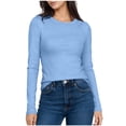 thumbnail image 1 of Women Long Sleeve Shirts Rib Knit Slim Fit Tops Basic Tee 2026 Fall Outfits Casual T-Shirt Underscrubs Layer Clothes, 1 of 5