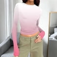 thumbnail image 1 of Women Long Sleeve Shirts Ribbed Knit Fitted Basic Tee Going Out Tops Underscrub Casual Outfits Wine XL, 1 of 7