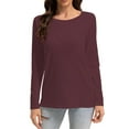thumbnail image 1 of Women Long Sleeve Shirts Tops Fall Tunic Causal Fashion Round Neck Basic Tee, 1 of 6