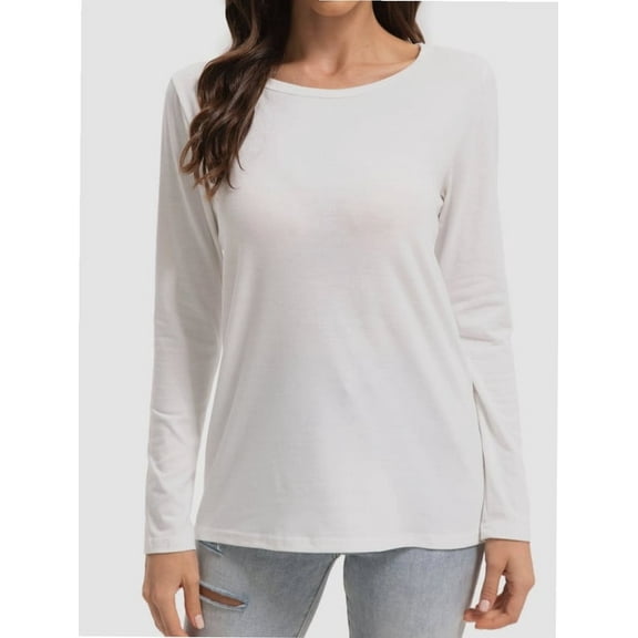 Women Long Sleeve Shirts Tops Fall Tunic Causal Fashion Round Neck Basic Tee