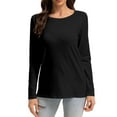 thumbnail image 1 of Women Long Sleeve Shirts Tops Fall Tunic Causal Fashion Round Neck Basic Tee, 1 of 6