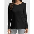 thumbnail image 1 of Women Long Sleeve Shirts Tops Fall Tunic Causal Fashion Round Neck Basic Tee, 1 of 6