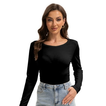 Women Long Sleeve Shirts Tops Fall Tunic Causal Fashion Round Neck Basic Tee