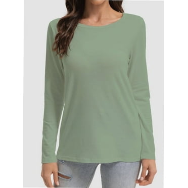 Women Long Sleeve Shirts Tops Fall Tunic Causal Fashion Round Neck Basic Tee