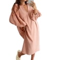 thumbnail image 1 of Women Long Sleeve Soft Housecoats Cotton Linen Nightgown House Dress Sleep Pajamas Midi Loose Sleepwear, 1 of 9