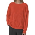 thumbnail image 1 of Women Long Sleeve Solid Color Ribbed Knitted Pullover Hoodless Casual Sweatshirts Top Blouse Elegant Blouses Women Casual Button down Shirt Ladies Beaded Tops Blouse Wedding Chiffon Dress Tops Women, 1 of 7
