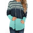 thumbnail image 1 of Women Long Sleeve Striped Color Block Casual Hoodies Loose Patchwork Pullover Sweatshirt Knit Tops, 1 of 4