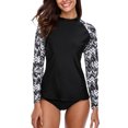 thumbnail image 1 of Women Long Sleeve Surfing Shirt Print Rashguard Swimwear, 1 of 4