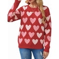 thumbnail image 1 of Women Long Sleeve Sweater Autumn Crew Neck Dressy Casual Soft Knit Pullover Tops Trendy Red S, 1 of 5