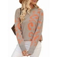 thumbnail image 1 of Women Long Sleeve Sweater Fall Casual Crew Neck Knit Tops Leopard Print Cute Loose Pullover Jumper  M, 1 of 8