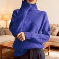 thumbnail image 1 of Women Long Sleeve Sweater Fall Ribbed Knit Pullover Turtle Neck Cable Jumper Tops (BU1 XL), 1 of 3