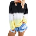thumbnail image 1 of Women Long Sleeve Sweatshirt Colorblock Tie Dye Printed Pullover Tops, 1 of 6