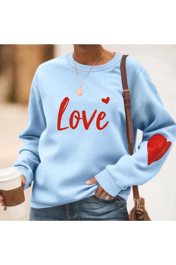 Women Long Sleeve Sweatshirts Round Neck Pullover Loose Lightweight Blouse Tops Light Blue XXL