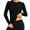 thumbnail image 1 of Women Long Sleeve T Shirt Round Neck Loose Fit Stretchy Breathable Workout Yoga Gym Running Pullover Tops Fashion, 1 of 7