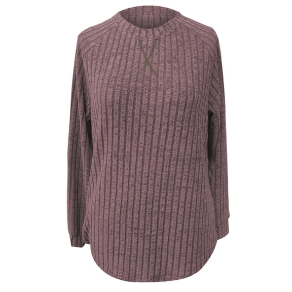 Women Long Sleeve T Shirts Oversized Tshirt Crewneck Drop Shoulder Casual Loose Top Fall Winter Spring Pink XL