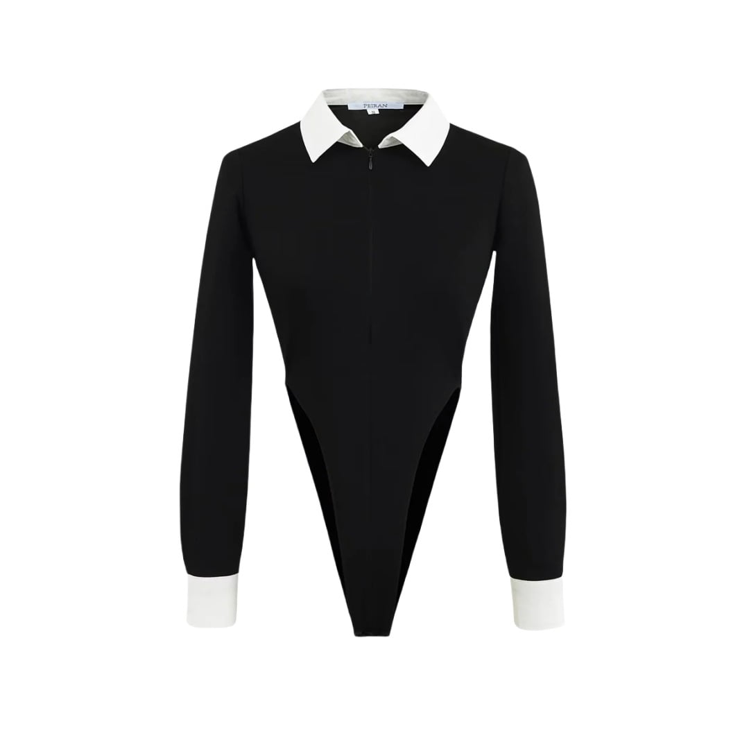 Women Long Sleeve TARA TUXEDO BODYSUIT Jumpsuit