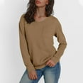 thumbnail image 1 of Women Long Sleeve Thermal Tops Fleece Cotton V Neck Pullover Sweater Basic Sweatshirt with Chest Pocket (L, Khaki), 1 of 7