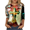 thumbnail image 1 of Women Long Sleeve Tops Classic Novelty Gradient Printed Clearance Blouse, 1 of 5
