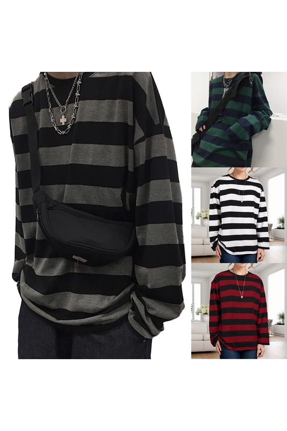 Women Long Sleeve Tops Dressy Casual Striped Bottoming Shirt Korean Loose Large Tops In The Spring Autumn. Tunics Trendy Clothing