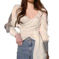thumbnail image 1 of Women Long Sleeve Tops V Neck Cut Shirt Top Polyester Fabric Blouses for Work and Casual Outings, 1 of 8