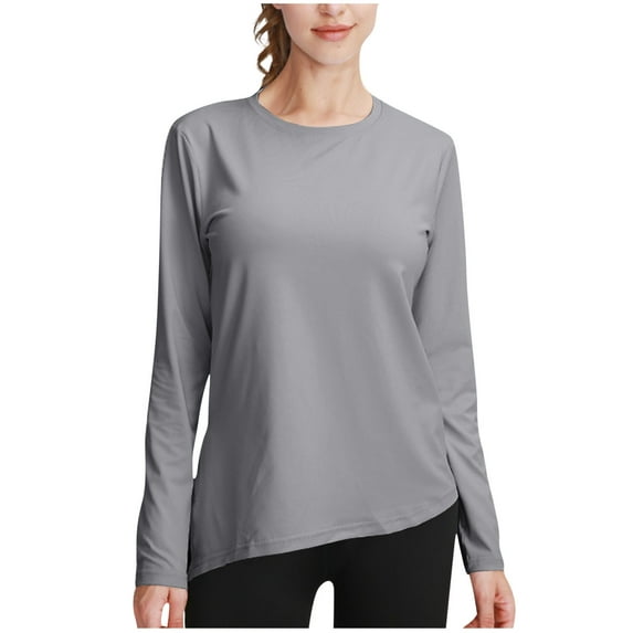 Women Long Sleeve Tops Winter Quick Dry Crewneck Yoga Shirts Lightweight Athletic Gym Running Sport Casual T-Shirt