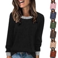thumbnail image 1 of Women Long Sleeve Tops, Women's Round-neck Color-blocked Raglan Long-sleeved T-shirt Loose Top, Fall Clothes, 1 of 7
