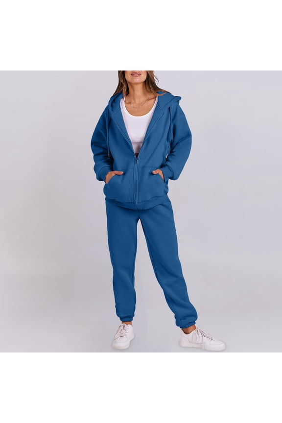Women Long Sleeve Tracksuit Sport Suit Solid Color Hooded Sweatshirt Streetwear Hooded Sport Suits Autumn Winter Long Pants Two Piece Sets Hiking Overalls Bridal Pants for Wedding Knit Warm up Pants