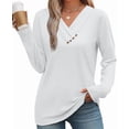 thumbnail image 1 of Women Long Sleeve Tunic Shirts Fall Outfits V Neck T Shirts Button Down Tunic Tops Fashion Clothing Business Tops Casual Loose Work Clothes Sweatshirt, 1 of 4