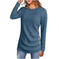 thumbnail image 1 of Women Long Sleeve Tunic Top with Leggings Crewneck Ribbed Knit Buttons Shirts 2025 Fall Casual Lightweight Sweaters, 1 of 6