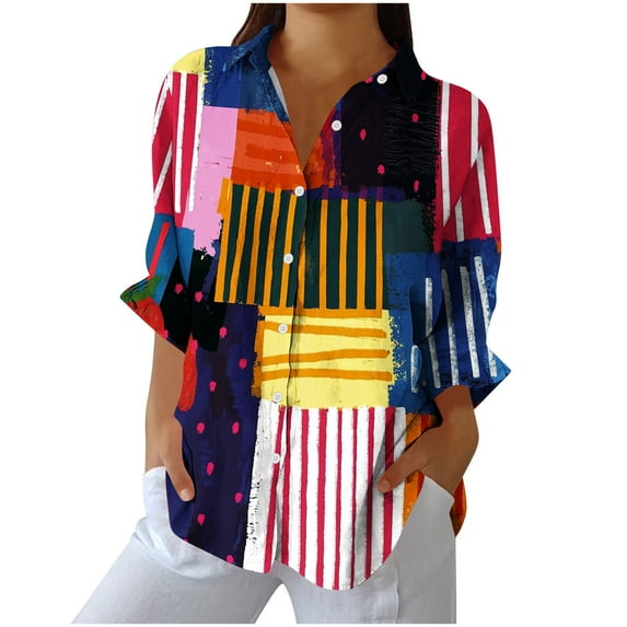Women Long Sleeve Tunic Tops Cotton and Linen Floral Boho Loose Linen Pullover Blouse Multicolor XXL
