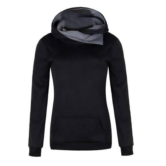 Women Long Sleeve Turtleneck Hoodie Sweatshirt Cotton Coat Pullover Womens Tops Fall Fashion 2023 Black