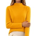 thumbnail image 1 of Women Long Sleeve Turtleneck Sweaters Tops Ribbed Knit Yellow Sweaters Women Warm Womens Holiday Sweaters, 1 of 4