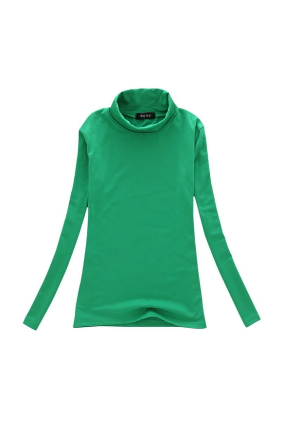 Women Long Sleeve Turtleneck Tops Slim Fit T-Shirt Ladies Stretchy Shirt