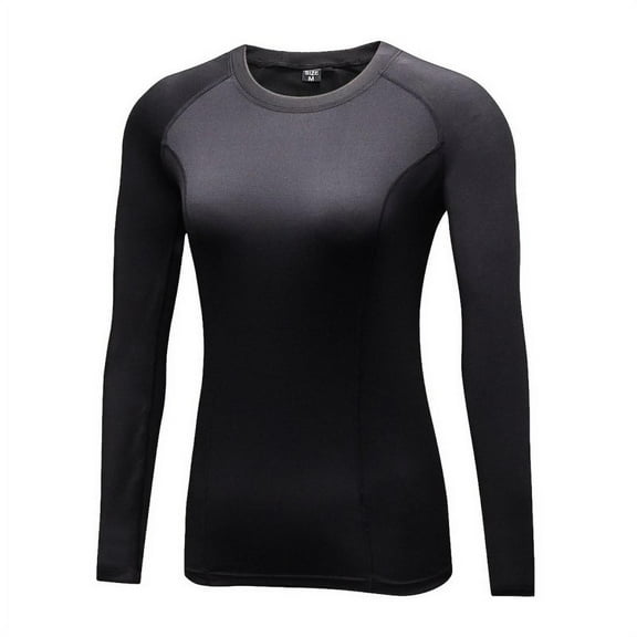 Women Long Sleeve Velvet Compression Quick Dry Sports Running Athletic T-shirts Tops