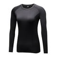 thumbnail image 1 of Women Long Sleeve Velvet Compression Quick Dry Sports Running Athletic T-shirts Tops, 1 of 2
