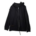 thumbnail image 1 of Women Long Sleeve Zippered Drawstring Solid Color Pocket Casual Loose Hooded Sweater, 1 of 4