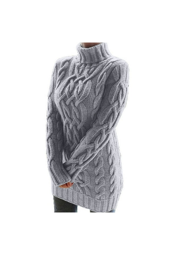 Women Long SleeveTurtlenec Winter High Waist Loose Sweater Dress Pullover Warm Jacket Women plus Size 3 Season Trench Coat Long Winter Coats for Women Women's plus Jacket Button Cardigan with Pockets