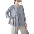 thumbnail image 1 of Women Long Sleeves Crewneck Solid Color Tops T-Shirt Pullover Blouse GA2515 Blue, 1 of 5