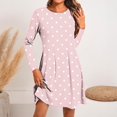 thumbnail image 1 of Women Long Sleeves Dresses Women's Fashion Round-Neck Short Sleeved Printed Pullover Dress Deals Pink, S, 1 of 5
