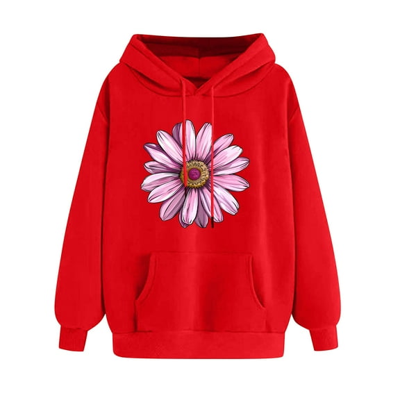 Women Long Sleeves Hooded Sweatshirt Fashion Casual Drawstring Cute Printing Hoodies