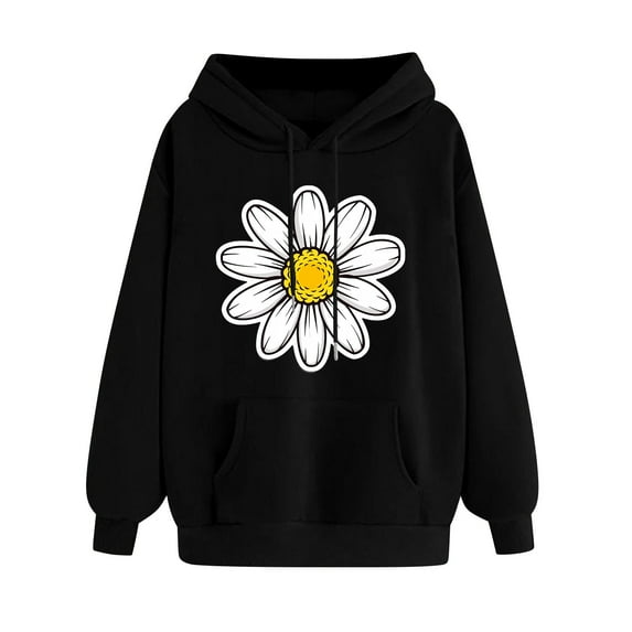 Women Long Sleeves Hooded Sweatshirt Fashion Casual Drawstring Cute Printing Hoodies