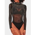 thumbnail image 1 of Women Long Sleeves Mesh See Through Jumpsuit Bodysuit Top Leotard Suit Pants for Women Elegant One Shoulder Romper Womens Suit Wide Leg Cute New Years Eve Top Casual Jumpsuit Womens Long Rompers Soft, 1 of 5