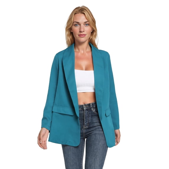 Women Long Sleeves Solid Blazer Jacket Shawl Collar Long Sleeve Open Front Coat Weardear