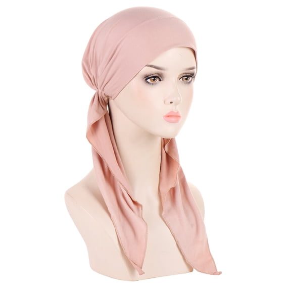 Women Long Tails Plait Beanie Hat Head Hair Wrap Turban Stretch Elastic Cap