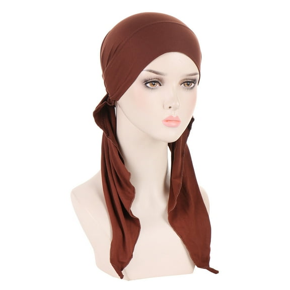 Women Long Tails Plait Beanie Hat Head Hair Wrap Turban Stretch Elastic Cap