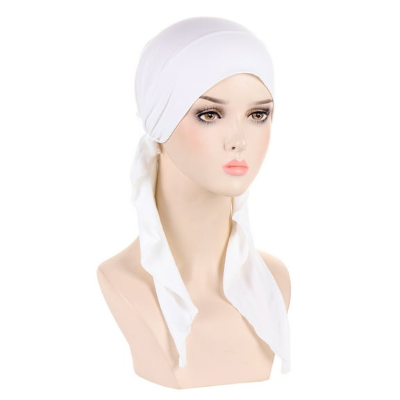 Women Long Tails Plait Beanie Hat Head Hair Wrap Turban Stretch Elastic Cap
